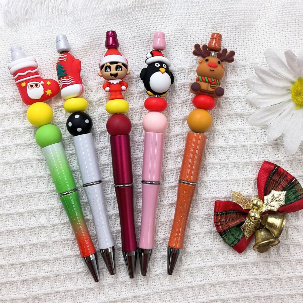 跨境热销圣诞系列新品 3D立体硅胶 卡通 DYI串珠 工厂批发