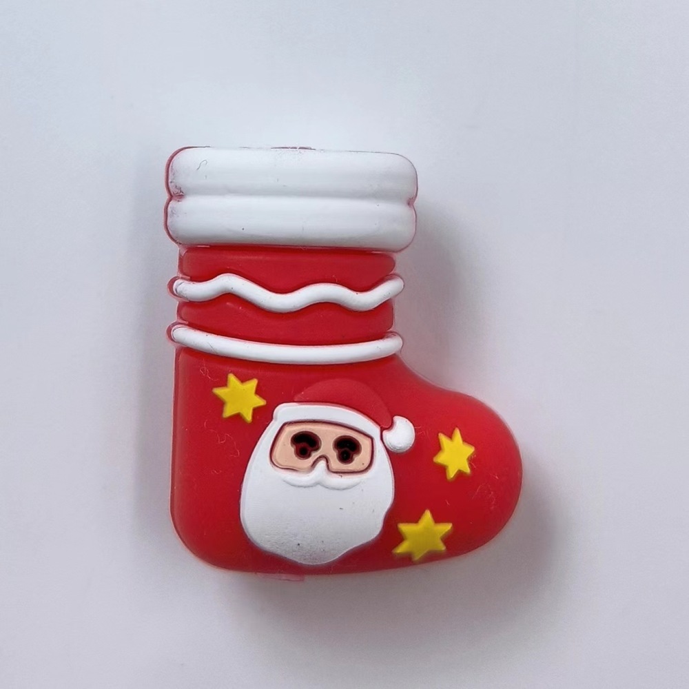 跨境热销圣诞系列新品 3D立体硅胶 卡通 DYI串珠 工厂批发