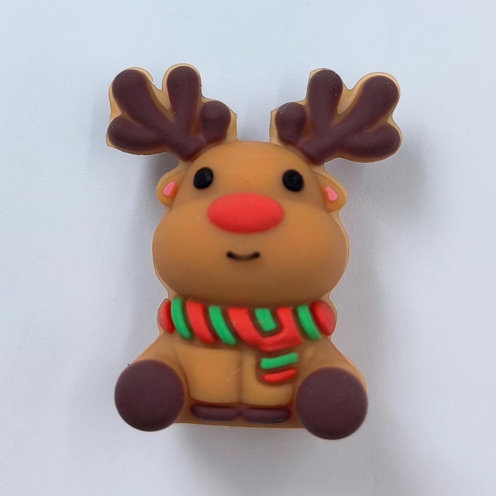 跨境热销圣诞系列新品 3D立体硅胶 卡通 DYI串珠 工厂批发