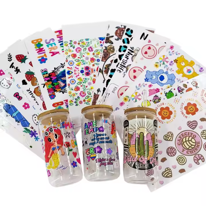 Wholesale UV dtf cup wrap 16Oz Waterproof Transfer Printing for Libbey Glass Cup
