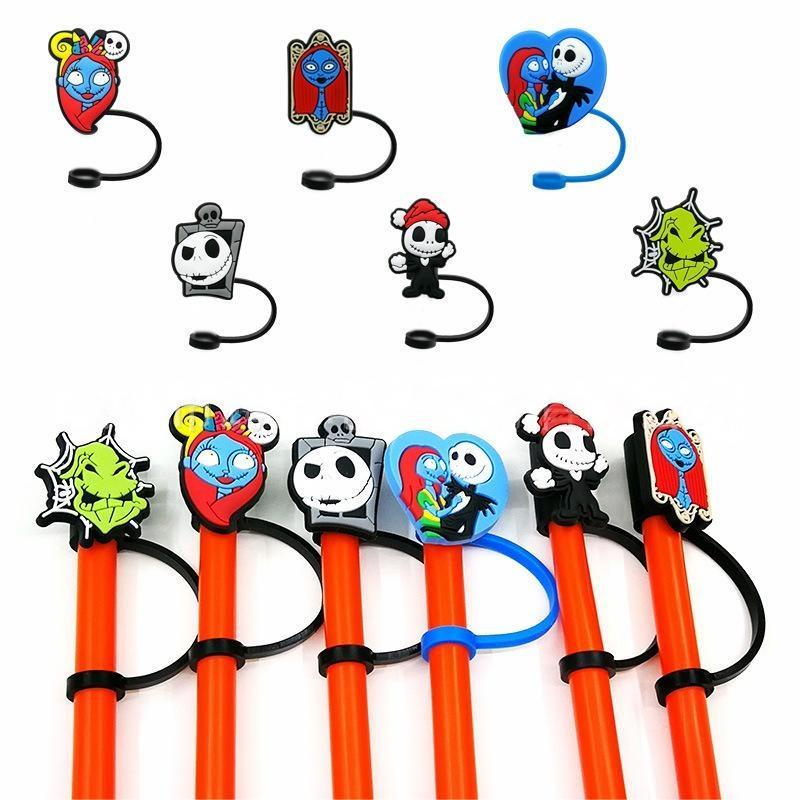 Christmas Horror Nights Straw Silicone Dust Cap Plug Cute Anime Party Straw Decoration