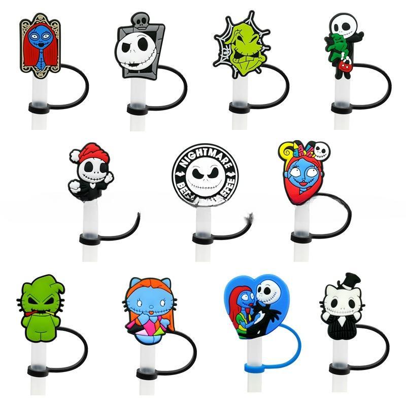 Christmas Horror Nights Straw Silicone Dust Cap Plug Cute Anime Party Straw Decoration