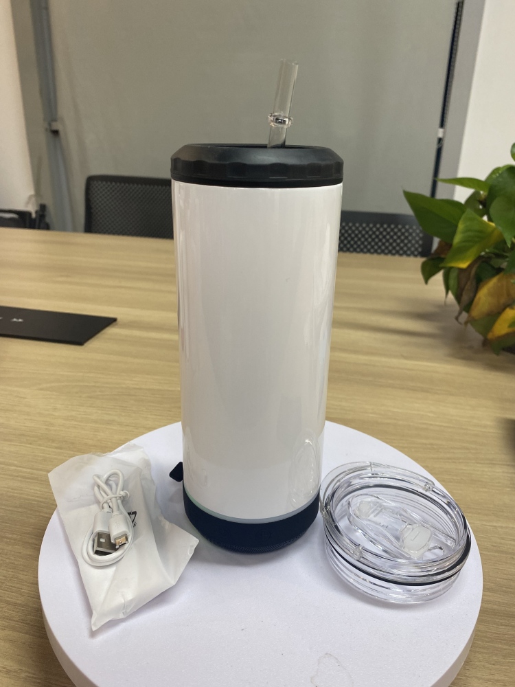 16OZ Sublimation 4 in 1 Can Cooler With Bluetooth Speaker Base