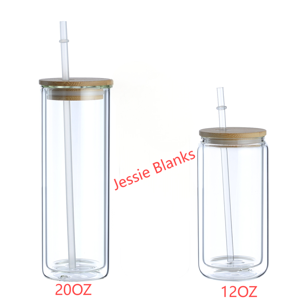 12OZ/20OZ Snowglobe Glass Can Double Wall Pre-Drilled