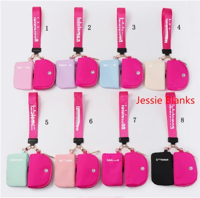 Dual Pouch Keychain Wallet /Mini Wristlet Wallet/  Detachable Portable Coin Purse With Wrist Strap