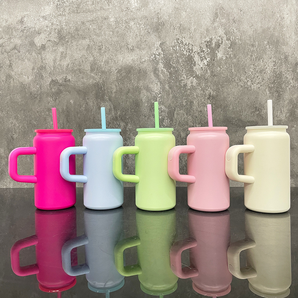 16oz Sublimation Macaron Color Stainless Steel Mason Can With Handle