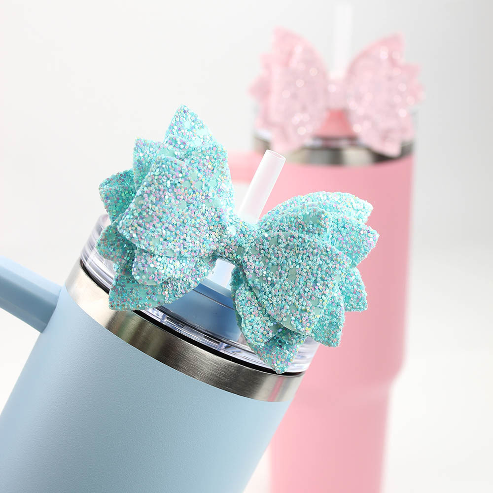 Glitter Bow Tie Water Bottle Accessories Bowknot Bow Straw Decoration Straw Topper