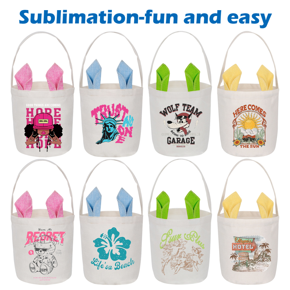 Easter Sublimation Bunny Basket With Handle 13*11.8''