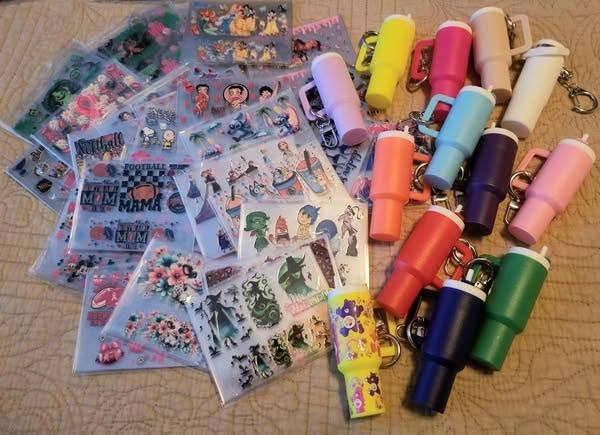 Mini Stanley Tumbler Cup Shape Keychain Lip Balm Handbag Charm Key Ring