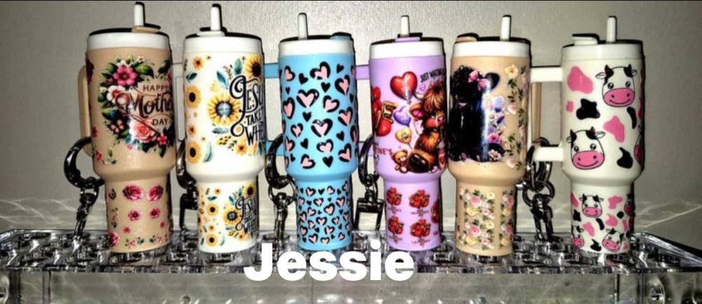 Mini Stanley Tumbler Cup Shape Keychain Lip Balm Handbag Charm Key Ring