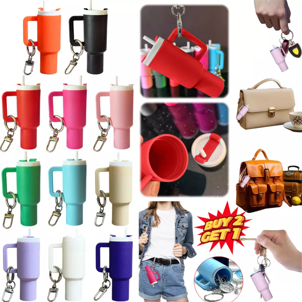 Mini Stanley Tumbler Cup Shape Keychain Lip Balm Handbag Charm Key Ring