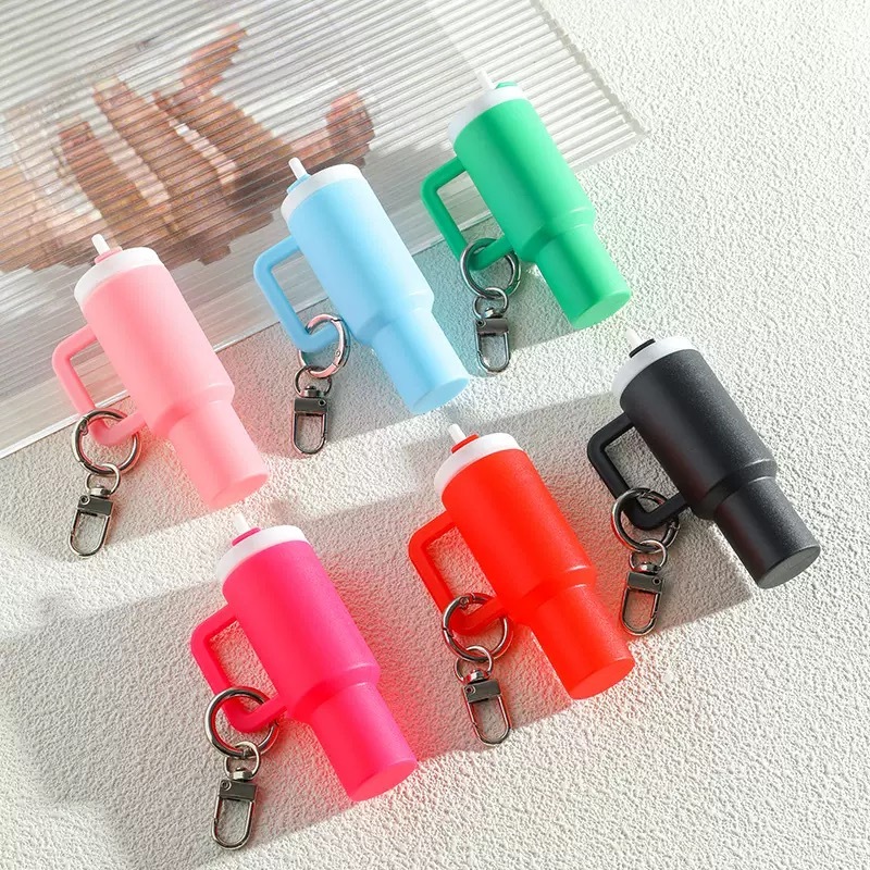 Mini Stanley Tumbler Cup Shape Keychain Lip Balm Handbag Charm Key Ring