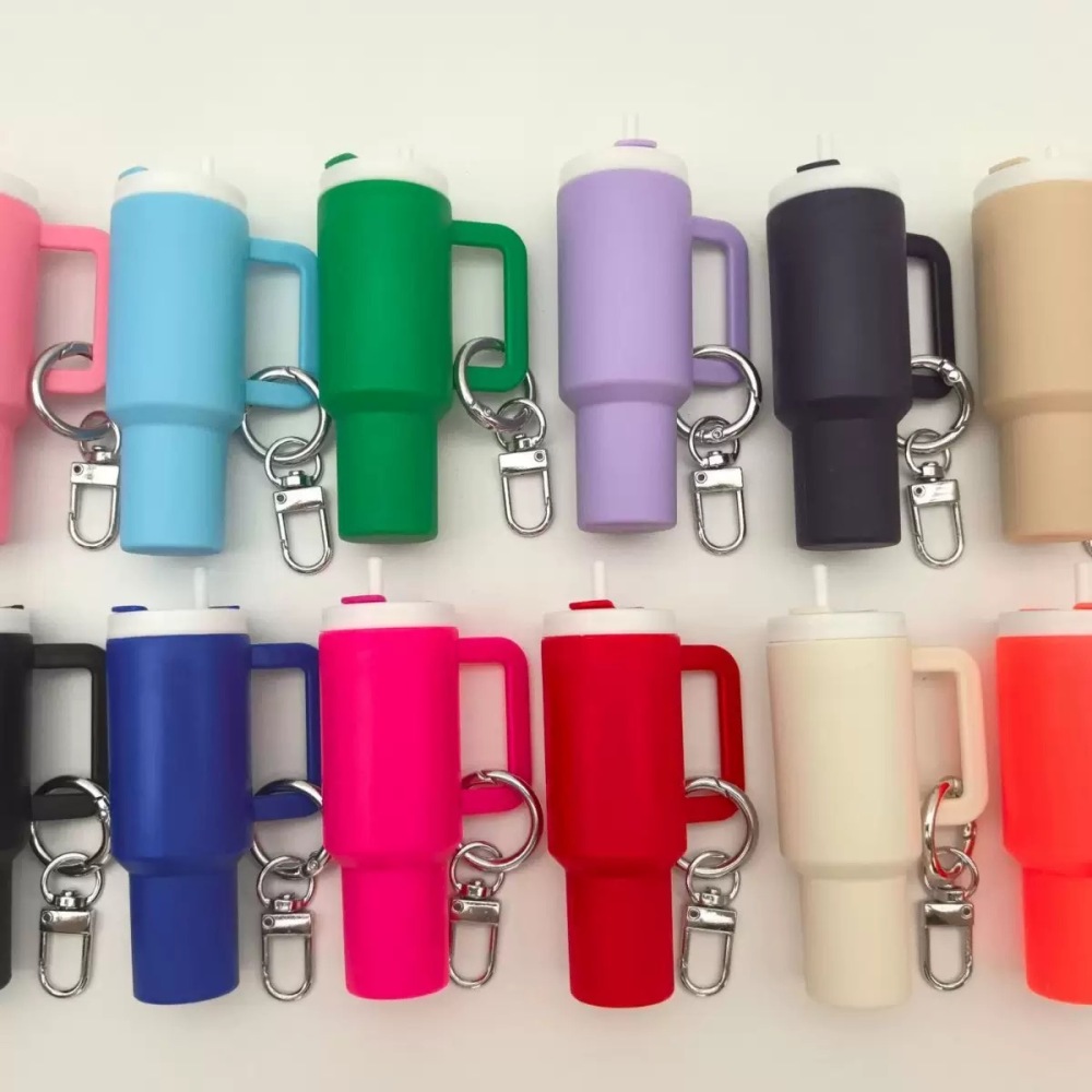 Mini Stanley Tumbler Cup Shape Keychain Lip Balm Handbag Charm Key Ring