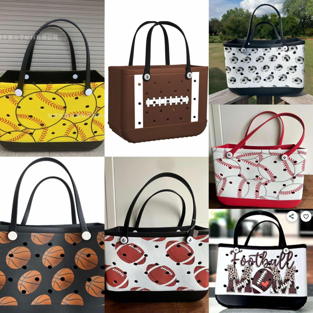 Football& Basketball& Baseball Color Bogg EVA Rugged Creative Waterproof Sandroof Hole Handbag Beach Bag