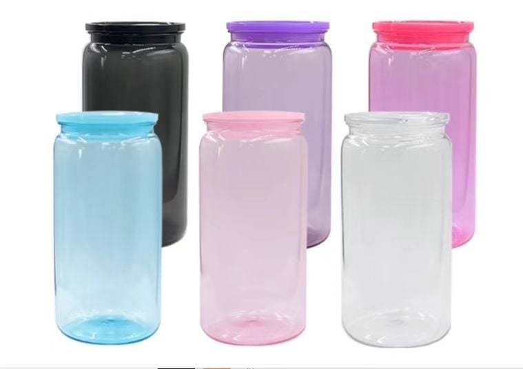16oz Colored Jelly Plastic Can With PP Lids