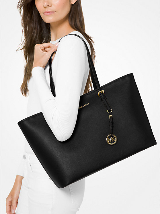 MK Black Travel Medium Top-Zip Tote Bag