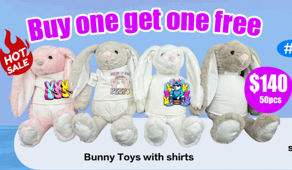 Easter Colored Bunny With Sublimation Shirts 5.9*11.9''