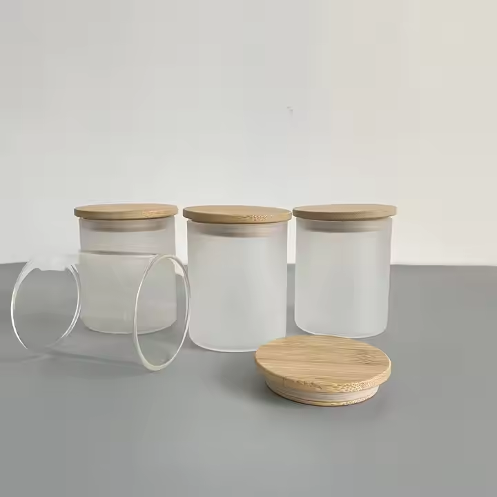 10OZ Frosed & Clear Candle Jar With Bamboo Lid