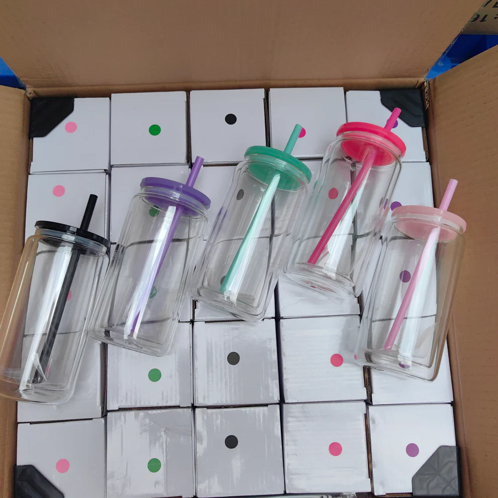 16oz Colored Jelly Plastic Can With PP Colored Lids