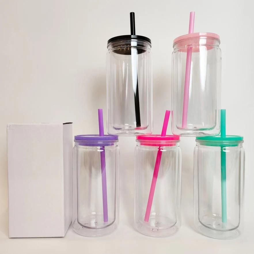 16oz Colored Jelly Plastic Can With PP Colored Lids