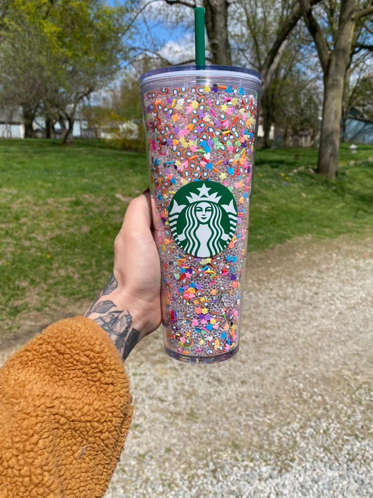 24OZ Double Walls Snow Globe Plastic Cup