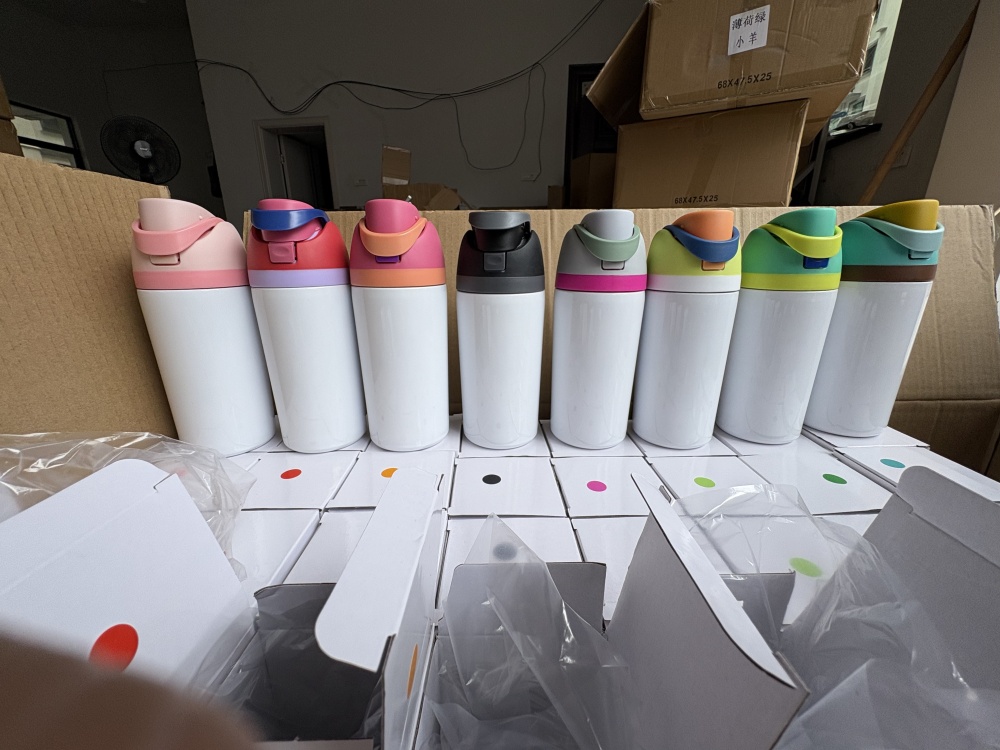 16OZ Sublimation Kids Bottles With Colored Lids