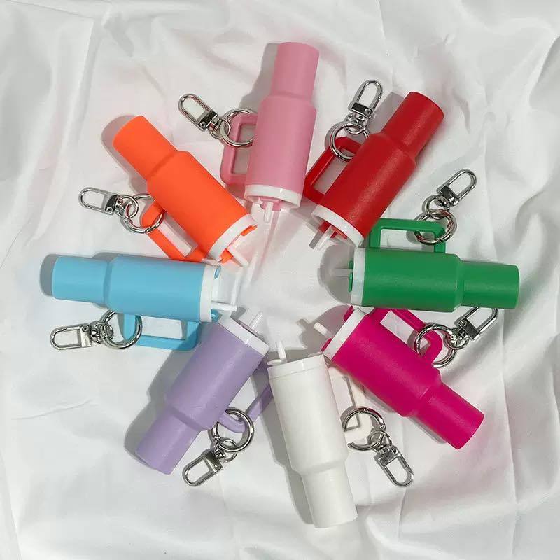 Glow in the dark Mini Stanley Tumbler Cup Shape Keychain Lip Balm Handbag Charm Key Ring