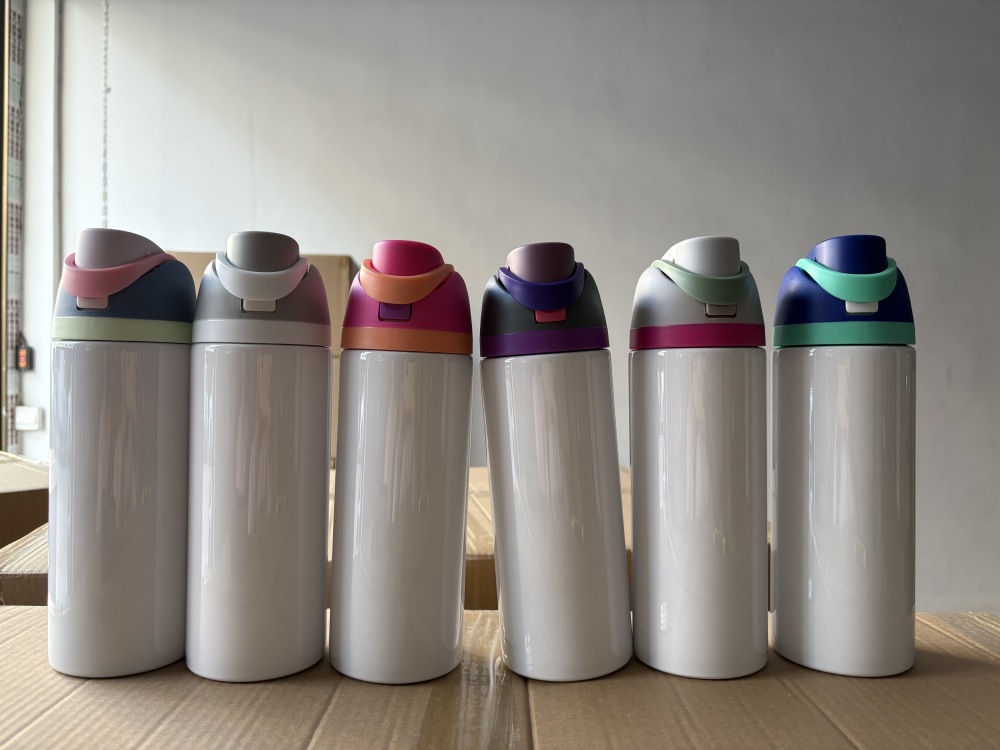 16OZ Sublimation Kids Bottles With Colored Lids