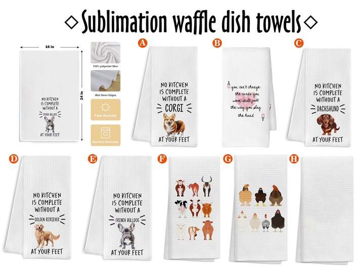 16*24 inches Sublimation Waffle Dish Towels
