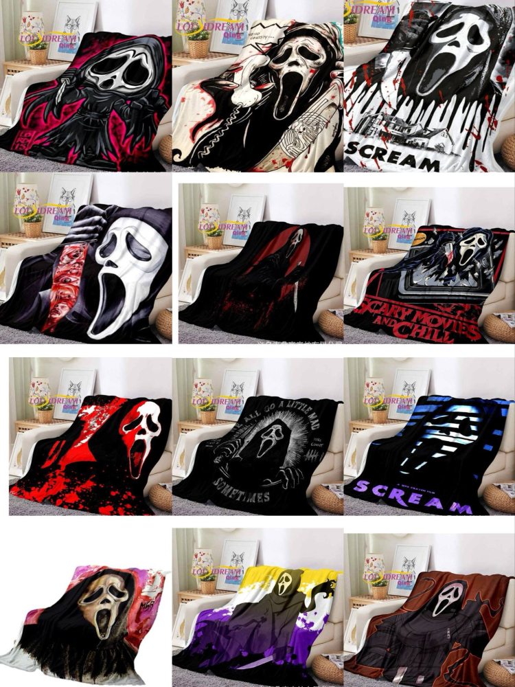 Scream Blanket Ghost Face Horror Movie Blanket Lightweight Thermal Flannel Cozy Throw Blankets
