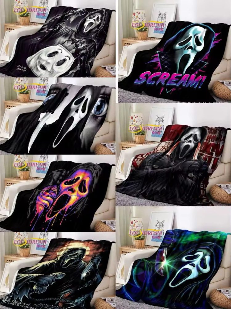 Scream Blanket Ghost Face Horror Movie Blanket Lightweight Thermal Flannel Cozy Throw Blankets