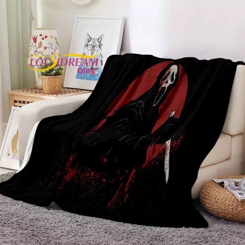 Scream Blanket Ghost Face Horror Movie Blanket Lightweight Thermal Flannel Cozy Throw Blankets