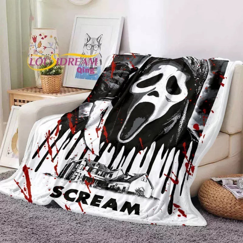 Scream Blanket Ghost Face Horror Movie Blanket Lightweight Thermal Flannel Cozy Throw Blankets