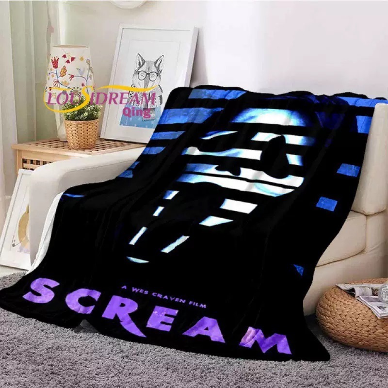 Scream Blanket Ghost Face Horror Movie Blanket Lightweight Thermal Flannel Cozy Throw Blankets