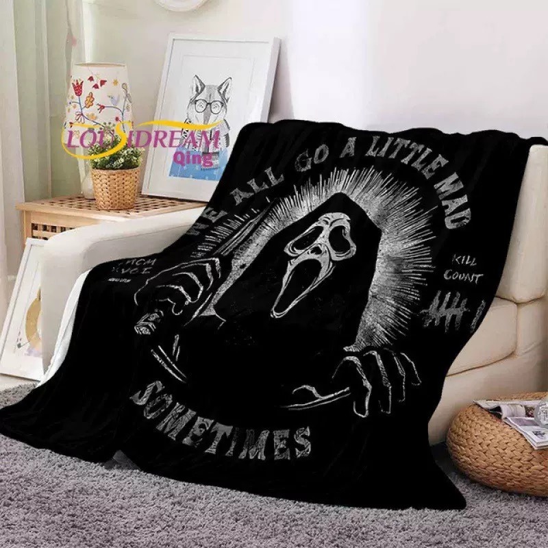 Scream Blanket Ghost Face Horror Movie Blanket Lightweight Thermal Flannel Cozy Throw Blankets