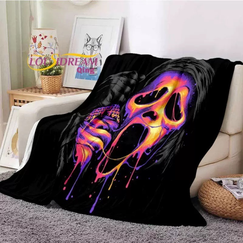Scream Blanket Ghost Face Horror Movie Blanket Lightweight Thermal Flannel Cozy Throw Blankets