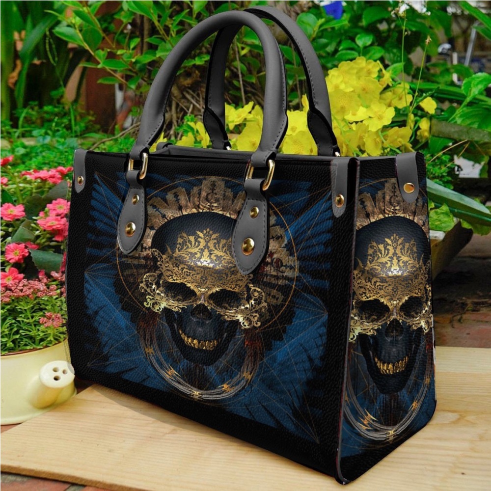 Wholesale Halloween Women Cartoon Horror Skull Print Large Capacity PU Handbag