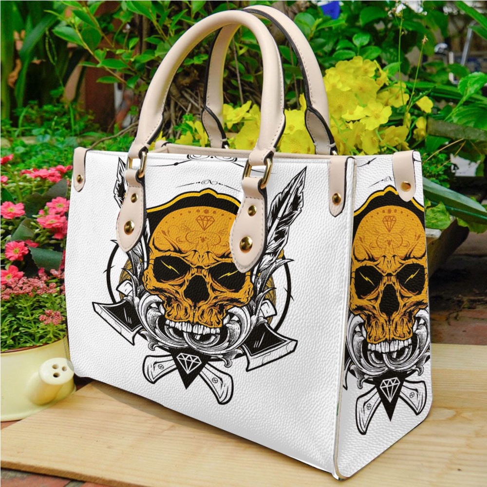 Wholesale Halloween Women Cartoon Horror Skull Print Large Capacity PU Handbag