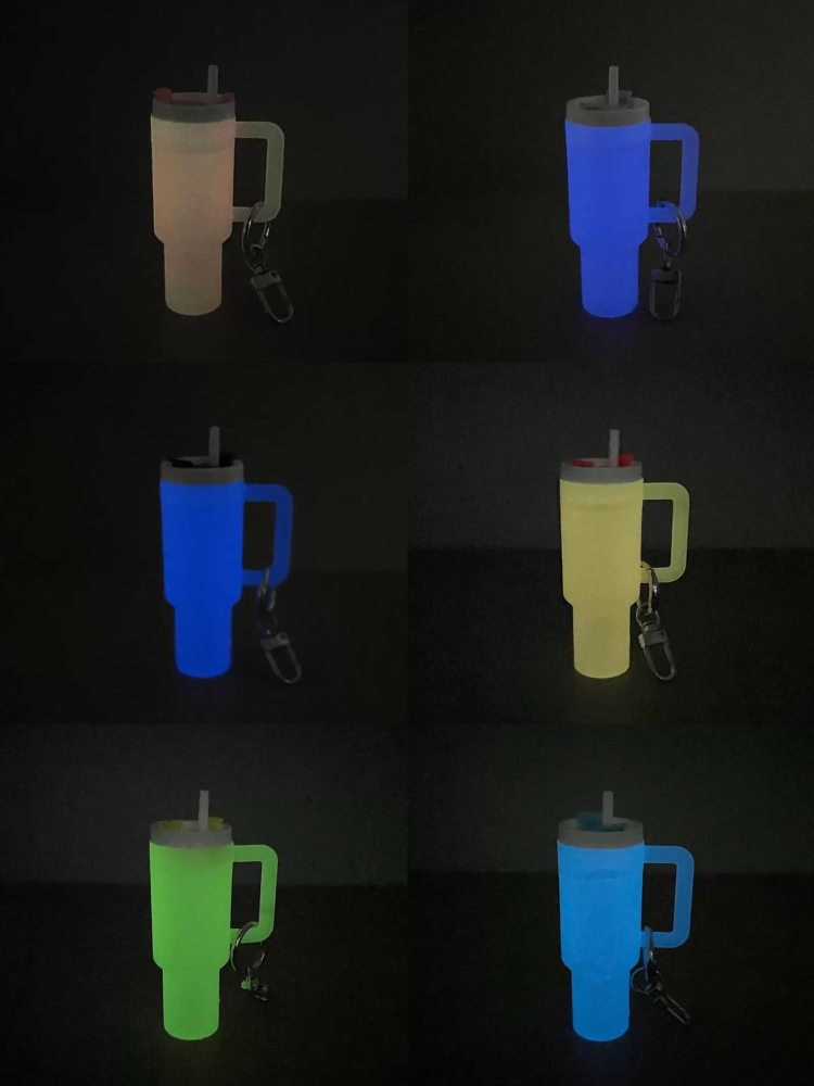 Glow in the dark Mini Stanley Tumbler Cup Shape Keychain Lip Balm Handbag Charm Key Ring