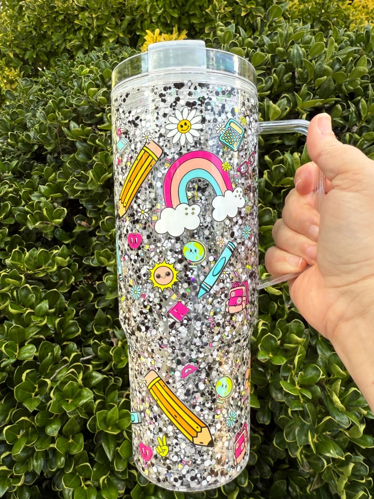 40OZ Snow Globe Clear Plastic Cup