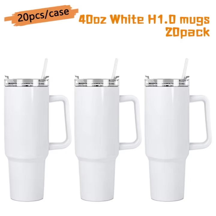 40oz Travel Coffee Mugs With Handle Sublimation Blank Tumblers 1.0