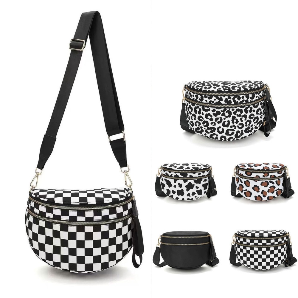 Crossbody Bag for Women, Multi-Pocket Fashion Water-Resistant Nylon Checkered Crossbody Bag