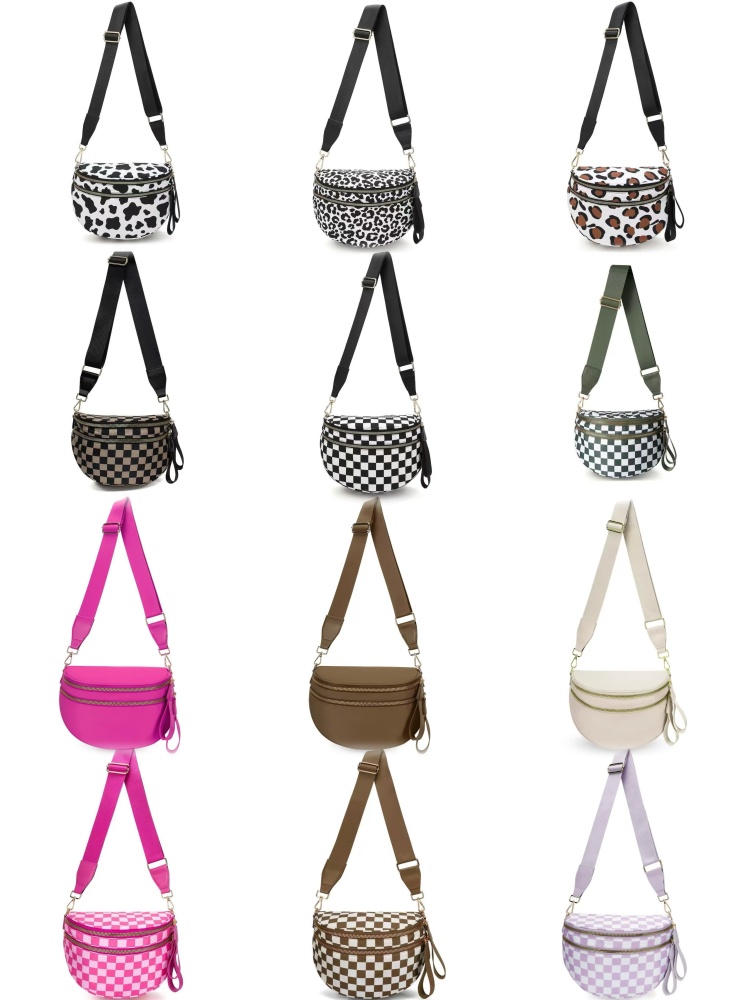 Crossbody Bag for Women, Multi-Pocket Fashion Water-Resistant Nylon Checkered Crossbody Bag