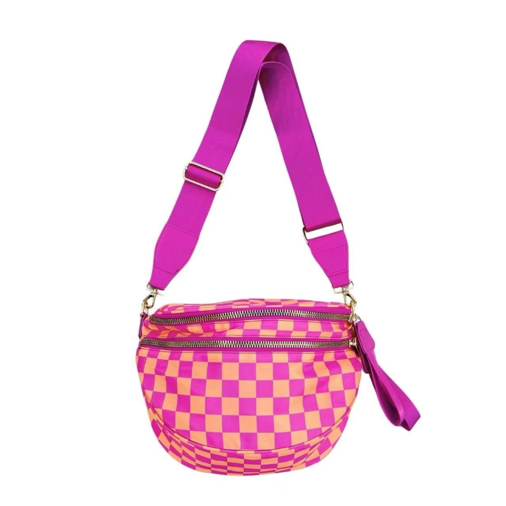 Crossbody Bag for Women, Multi-Pocket Fashion Water-Resistant Nylon Checkered Crossbody Bag