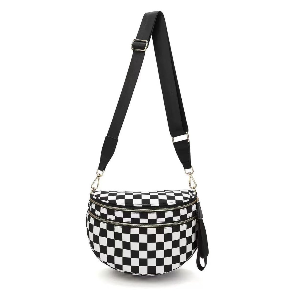Crossbody Bag for Women, Multi-Pocket Fashion Water-Resistant Nylon Checkered Crossbody Bag