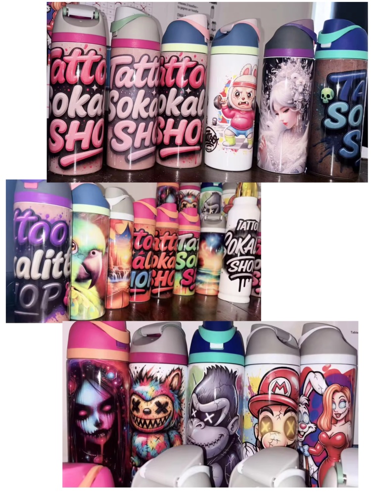 24OZ Sublimation Colored  Lids Bottles