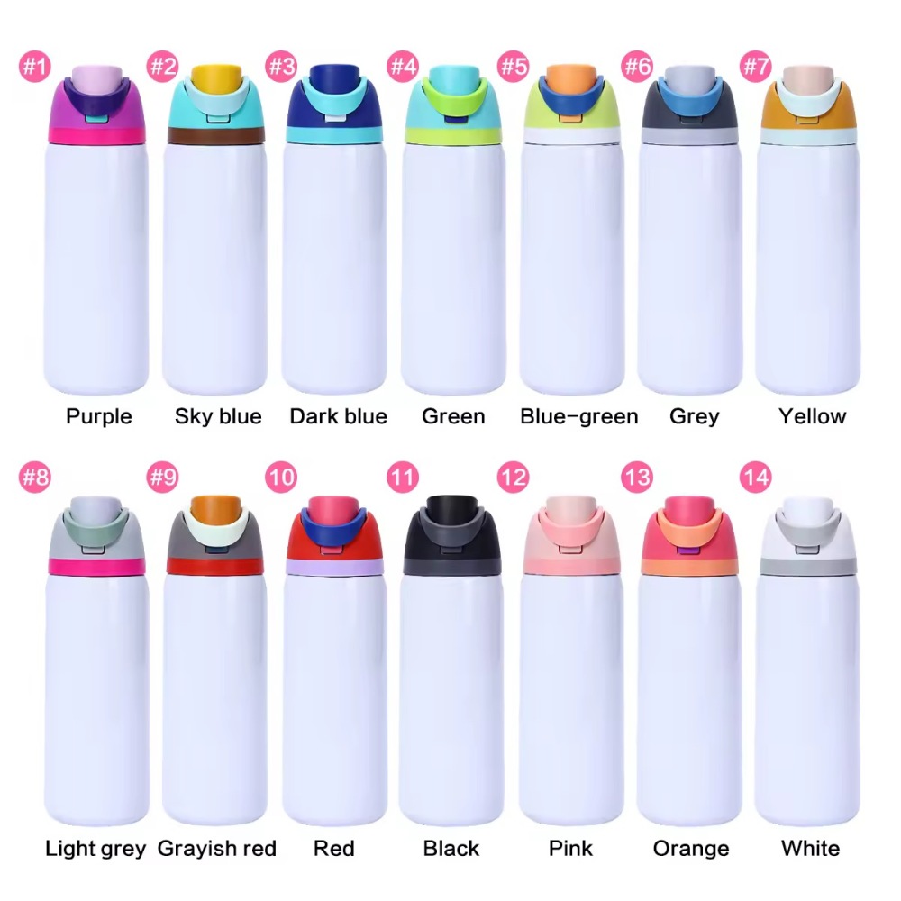 24OZ Sublimation Colored  Lids Bottles