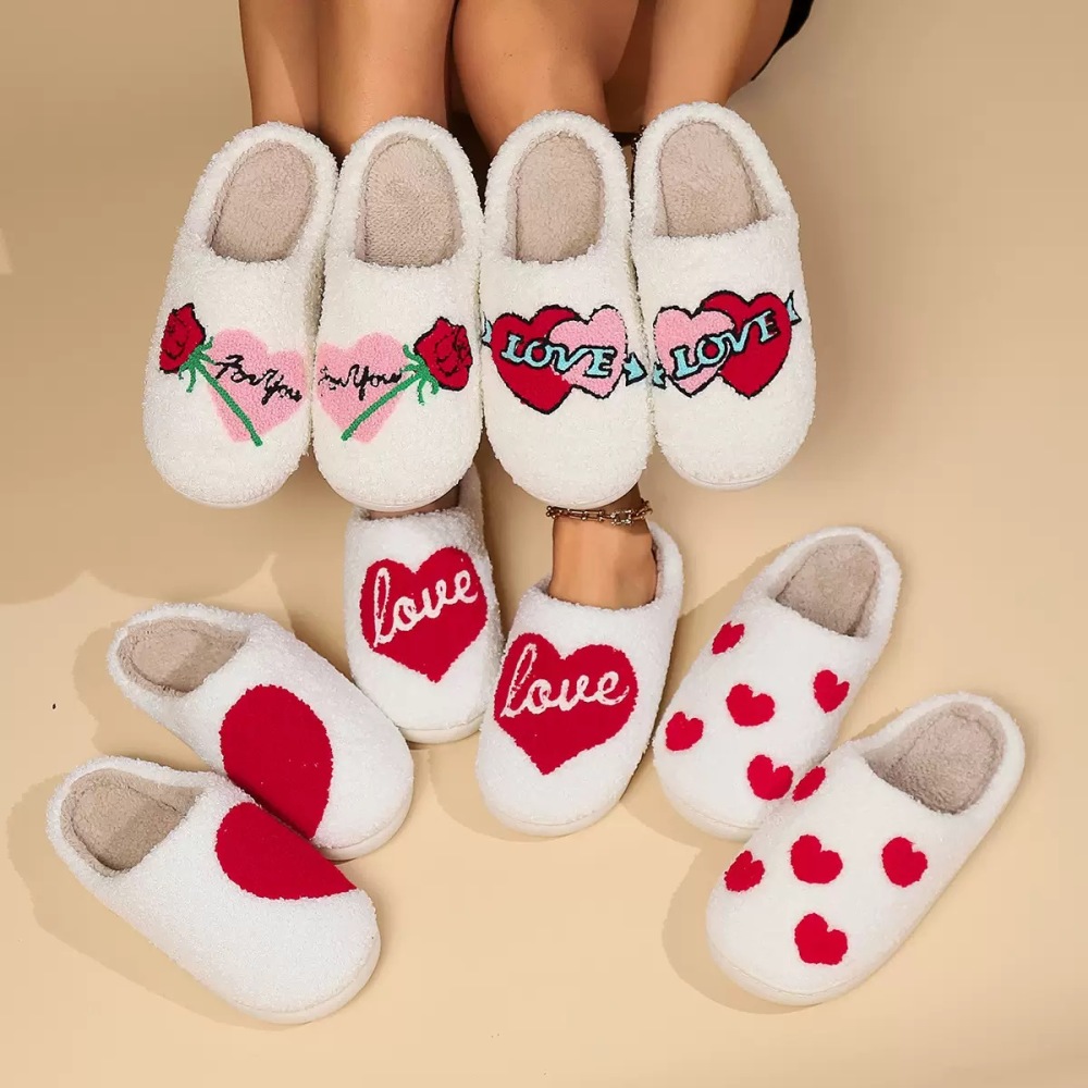 Soft cozy Valentines Slippers