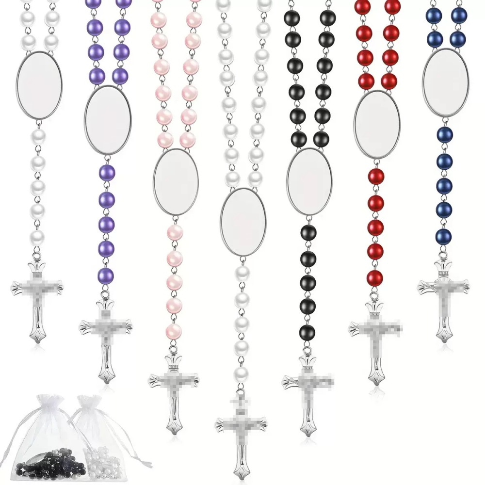 Sublimation Blank Rosary Prayer Beads Heat Transfer Rosary Necklace