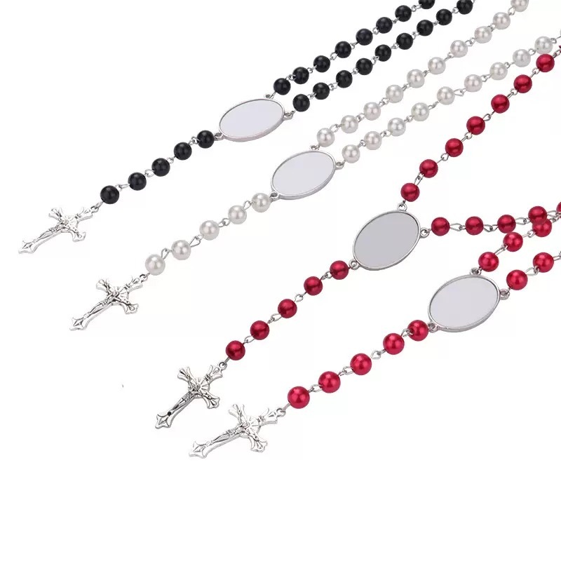 Sublimation Blank Rosary Prayer Beads Heat Transfer Rosary Necklace